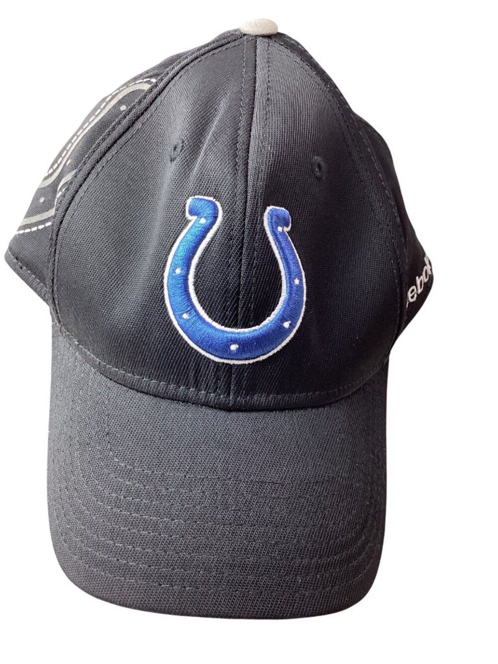 Reebok NFL Colts Black Baseball Cap Hat With Blue Horseshoe Logo*EUC*Large/XL